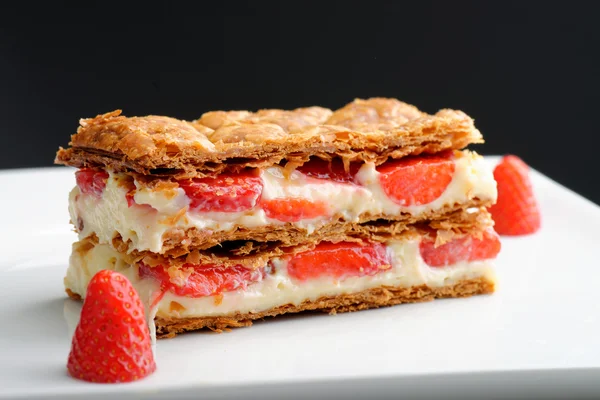 French gourmet strawberry mille feuille — Stock Photo, Image