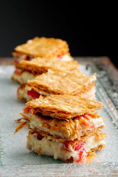 French gourmet strawberry mille feuille — Stock Photo, Image