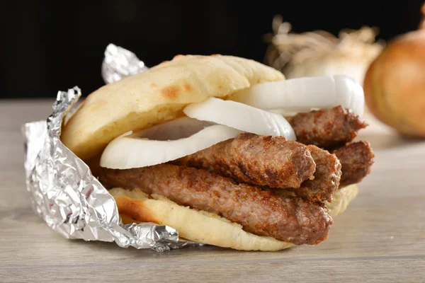 Traditional cevapcici with ajvar — Stock Photo, Image