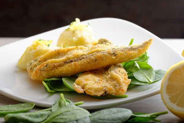 Filete de sargo-do-mar com puré de batata — Fotografia de Stock