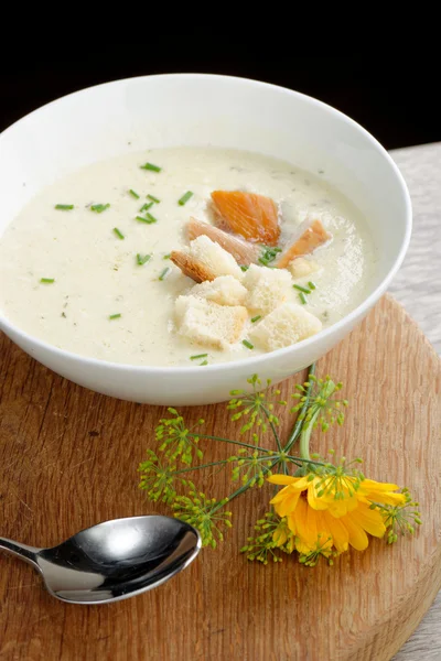 Cheese soup with salmon — Stock Image Cheese soup with salmon Stock Photo