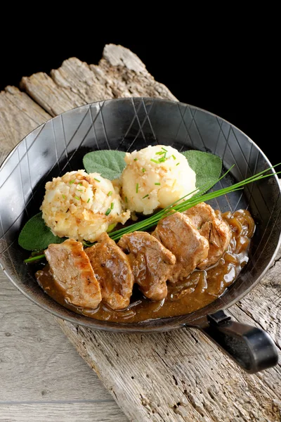 Fried pork chop with sauce — Stock Photo, Image