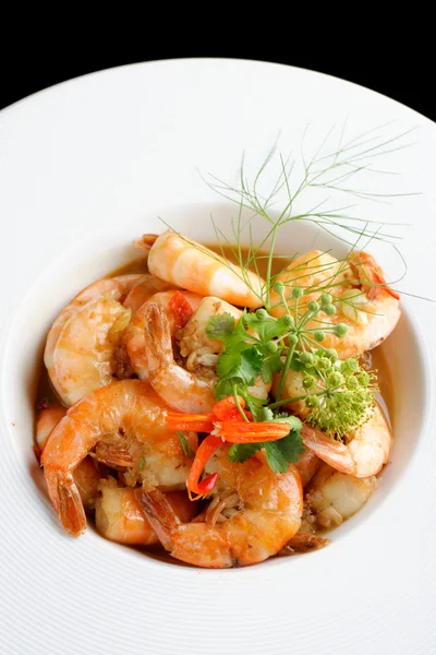 Shrimps in Singapore style spicy — Stock Photo, Image