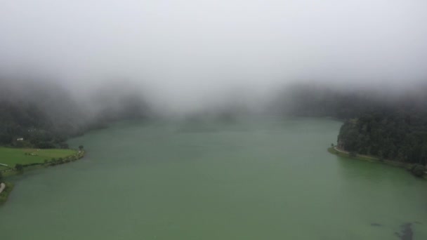 Lagoa Das Sete Cidades Azori Szigeteken Portugália Ködös Nap — Stock videók