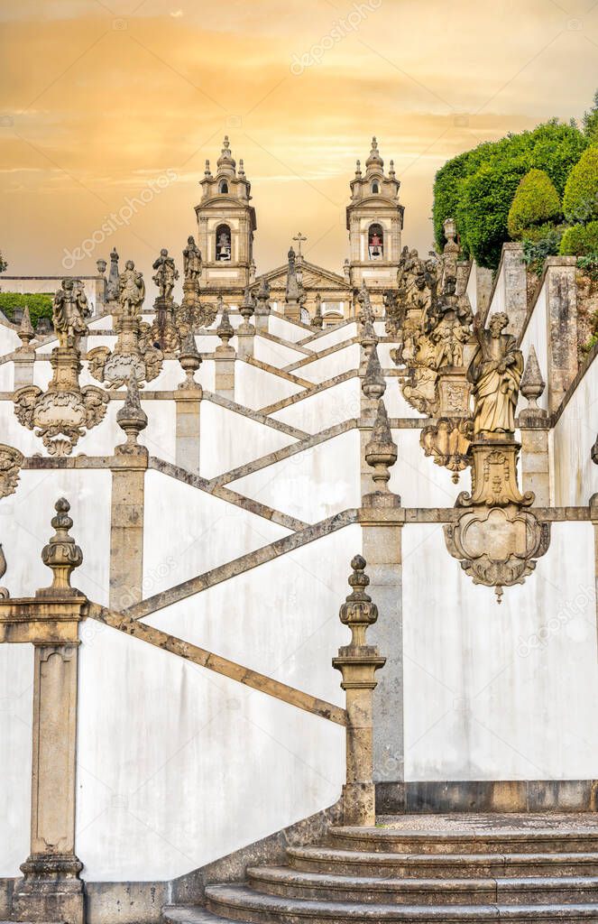 staircase and basilica of the sanctuary of Bom Jesus do Monte in Braga Portuga