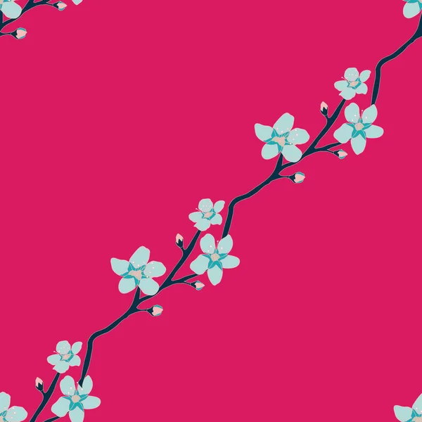 Floral vibrant sur les vignes motif sans couture sur impression rouge — Image vectorielle