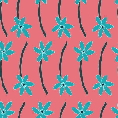 Tomurcuklanan tropikal renk çiçekleri sıcak pembe baskıda kusursuz desen