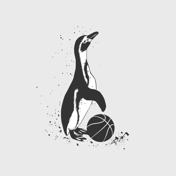 Basketball player penguin — Stock Vector