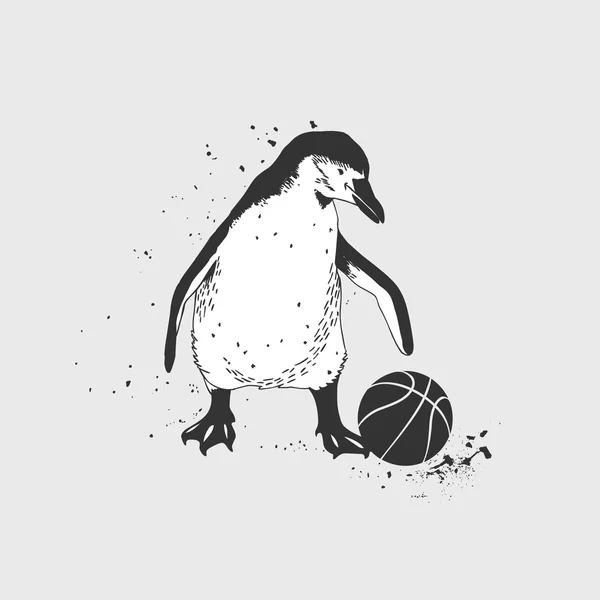 Basketball player penguin — Stock Vector