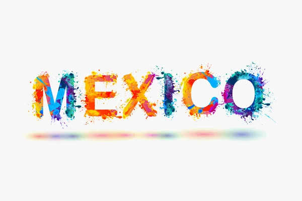 Palabra "México". Pintura para salpicaduras — Vector de stock