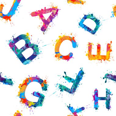 Dikişsiz desen - harflerin splash boya