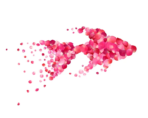Silhouette eines Goldfisches aus rosa Rosenblättern isoliert auf weiß — Stockvektor