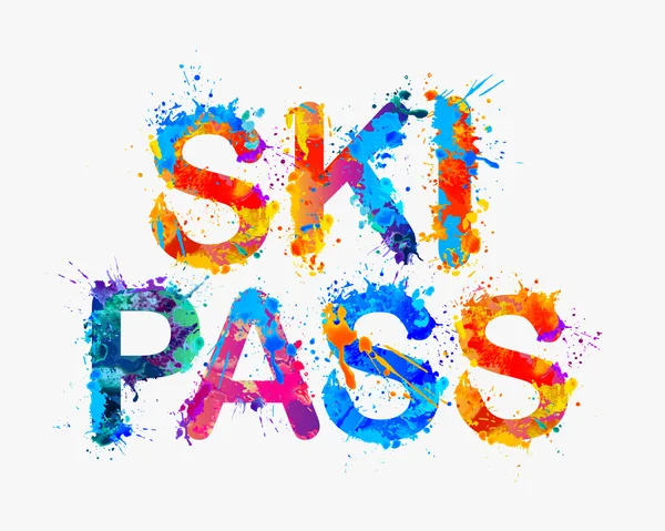 Ski pass. Rainbow splash paint — Stock Vector