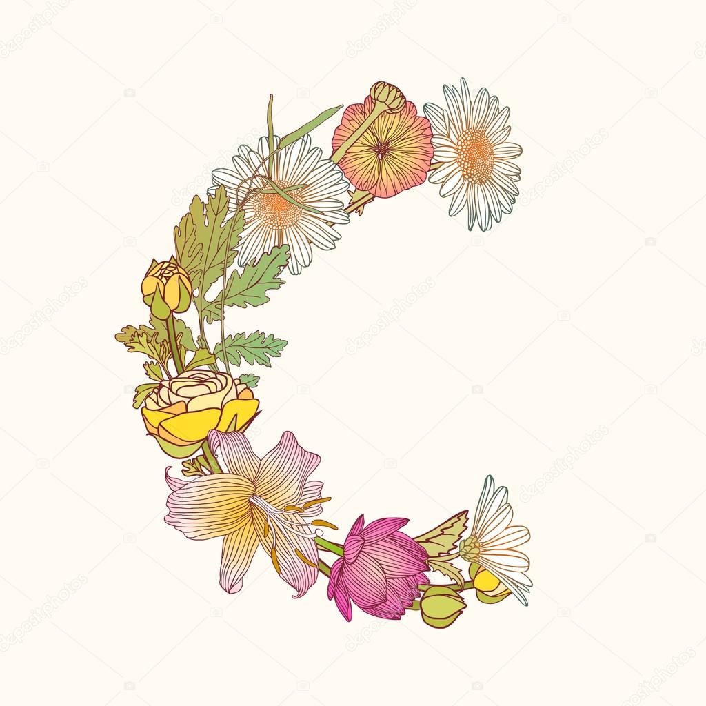 Floral alphabet. Letter C Stock Vector Image by ©Ukususha 101835268