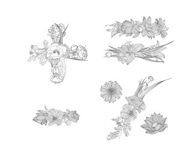 Matematik sembolleri kümesi. Doğrusal çiçekler