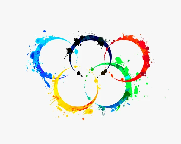 Olympic Rings of splash paint — Stock Vector