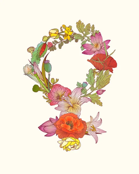 Θηλυκό σύμβολα των λουλουδιών. — Διανυσματικό Αρχείο