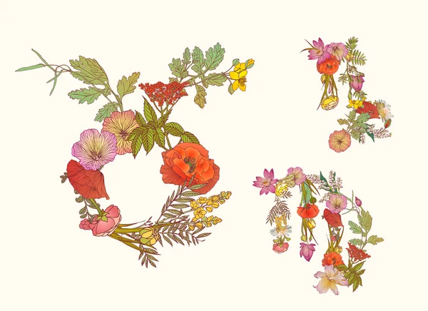 Floral dierenriem. Taurus, Virgo, de Steenbok. Aarde element. — Stockvector