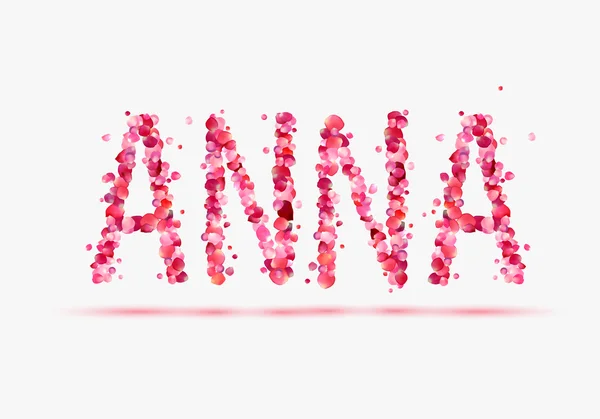 Anna. Name of pink rose petals — Stock Vector