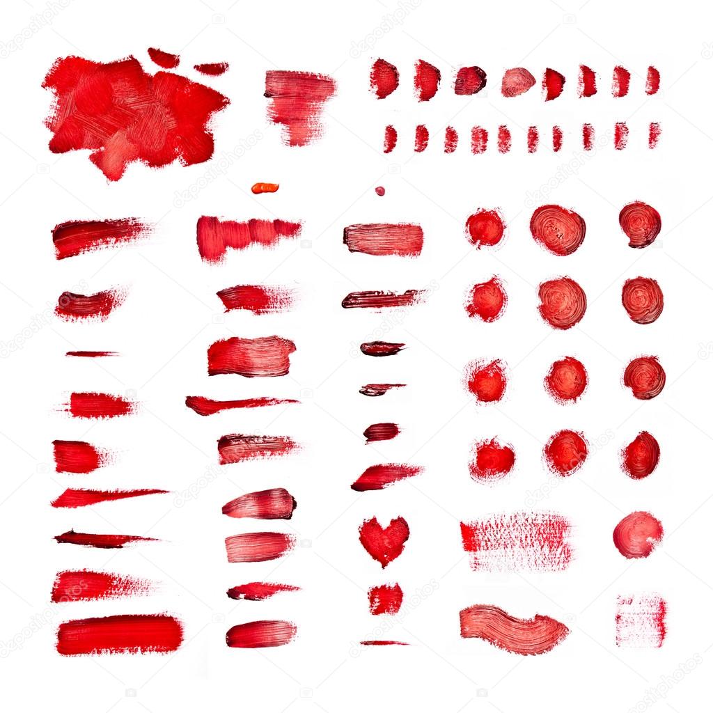 Collection of red oil paint smears