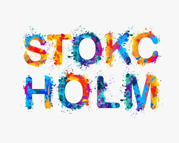 STOCKHOLM. Splash pintura nome da cidade — Vetor de Stock