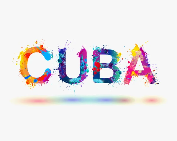 Cuba. Splash palabra pintura arco iris — Vector de stock