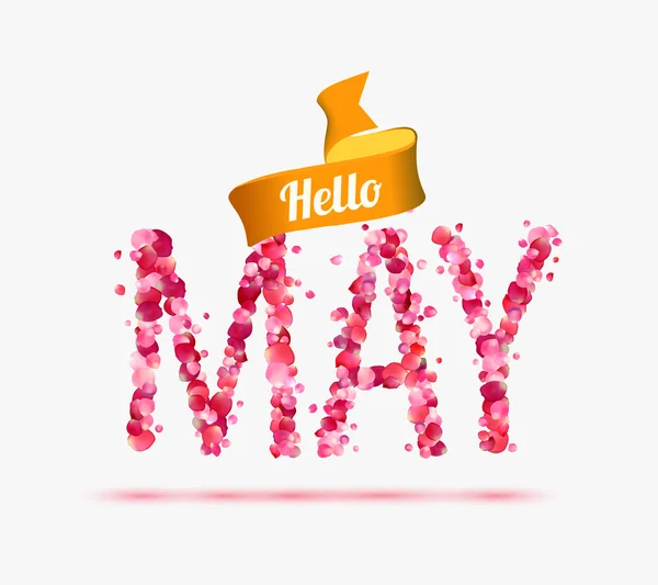 Ciao May. Iscrizione di petali di rosa — Vettoriale Stock