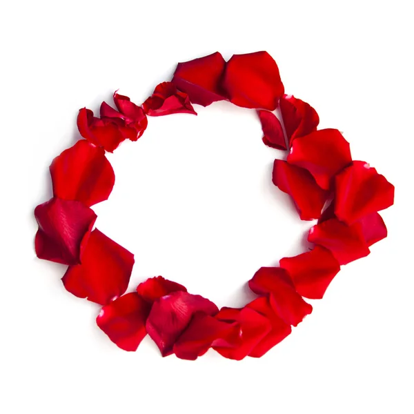 Círculo quadro de pétalas de rosa vermelha — Fotografia de Stock