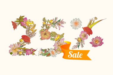 Yirmi beş (25) yüzdeleri Satılık. Çiçek basamak