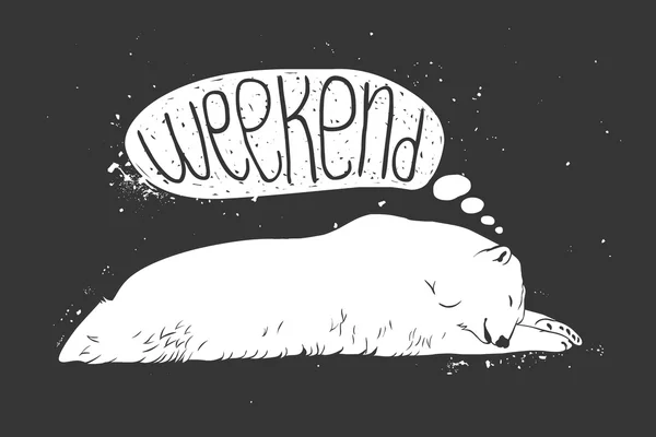 Urso polar branco dorme. Fim de semana — Vetor de Stock