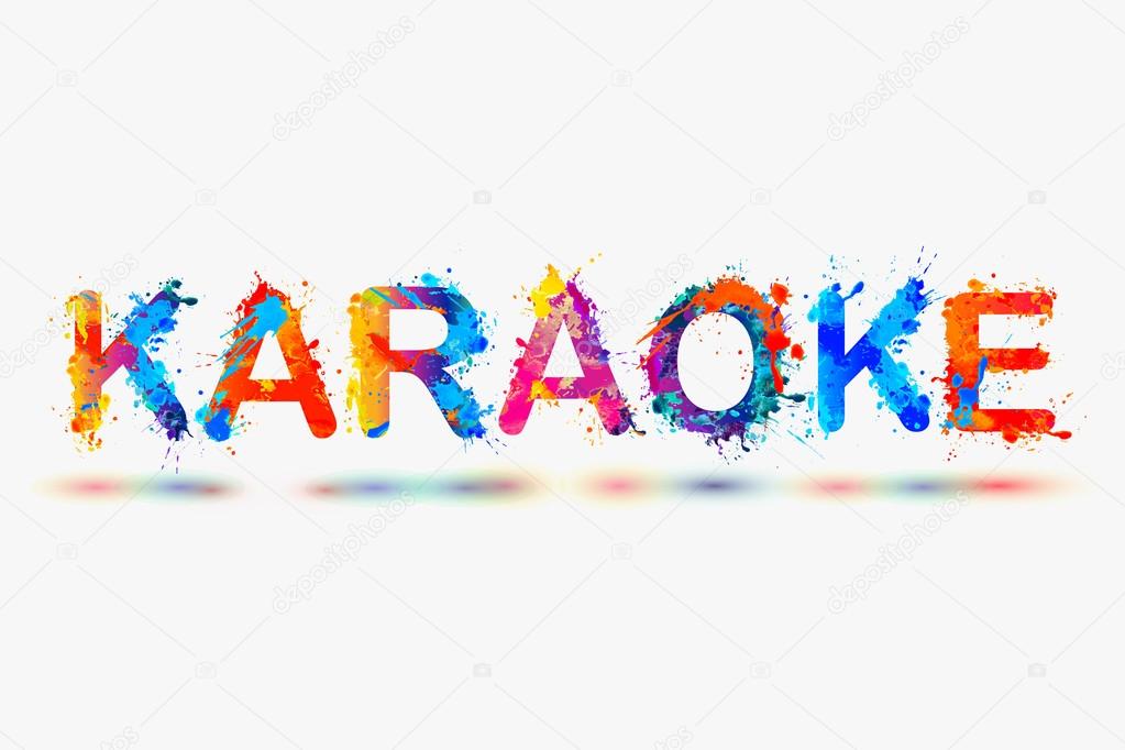 Karaoke. Watercolor splash paint word — Stock Vector © Ukususha 107543890