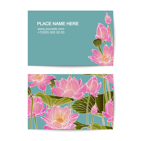Επισκεπτήρια κάρτα πρότυπο με άνθη λωτού — Διανυσματικό Αρχείο