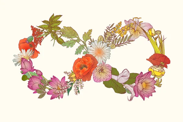 Symbole infini des fleurs — Image vectorielle
