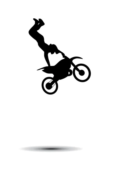 Motorrijder. Fiets de truc. Vector silhouet — Stockvector