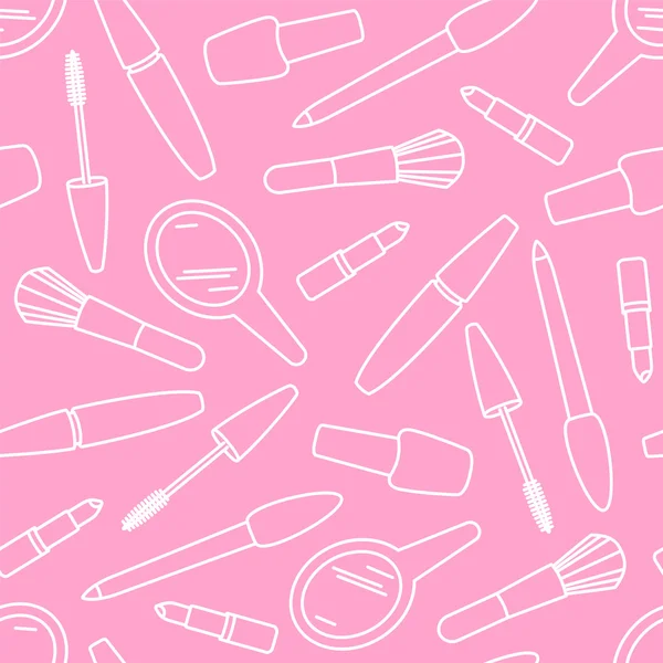 Patrón rosa sin costuras - Cosmética de mujer — Vector de stock