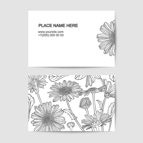 Modelo de cartão de visita com flores de camomila — Vetor de Stock