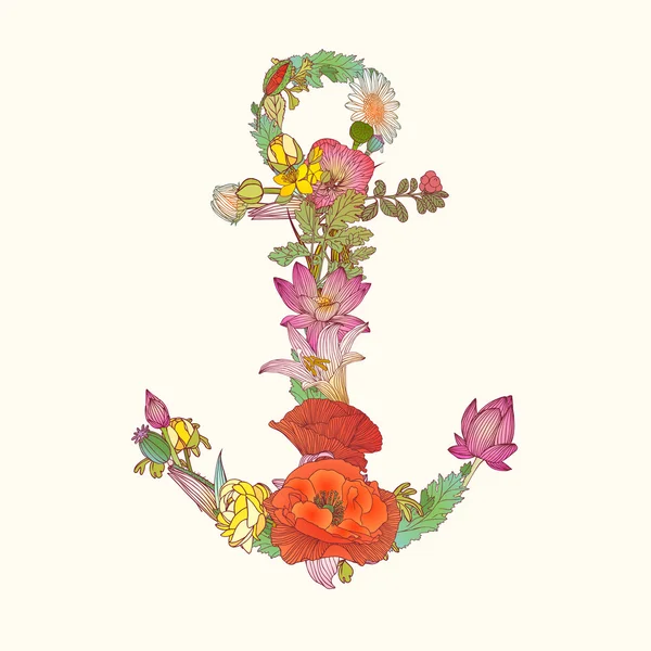 Anker aus Blumen — Stockvektor