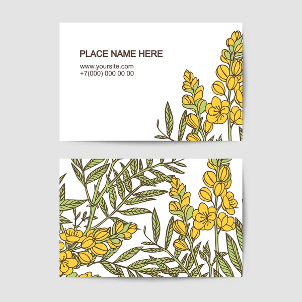 Шаблон візитної картки з квітами Сенни для квіткового салону — стоковий вектор