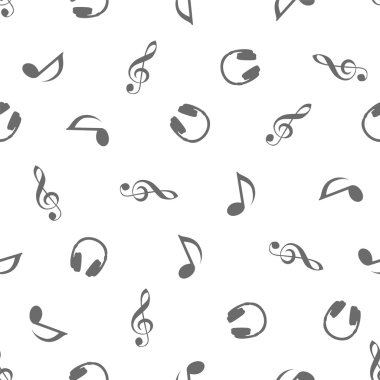 Kesintisiz müzik desen - Quaver notları, kulaklık, tiz nota anahtarı