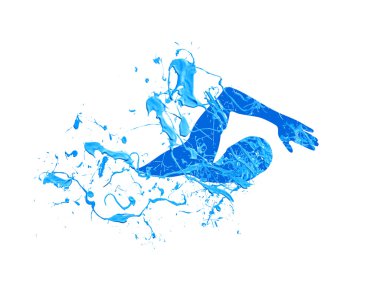 Yüzme adam. Splash boya