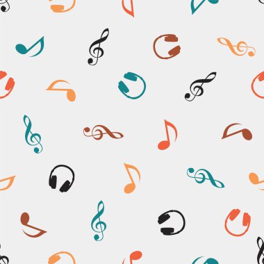 Kesintisiz müzik desen - Quaver notları, kulaklık, tiz nota anahtarı