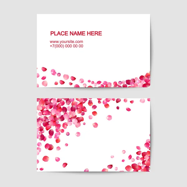 Modèle de carte de visite avec pétales de rose — Image vectorielle