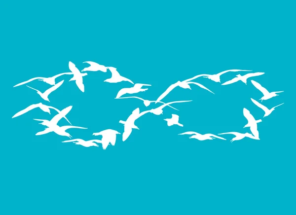 Símbolo de libertad infinita. Aves de gaviota — Vector de stock