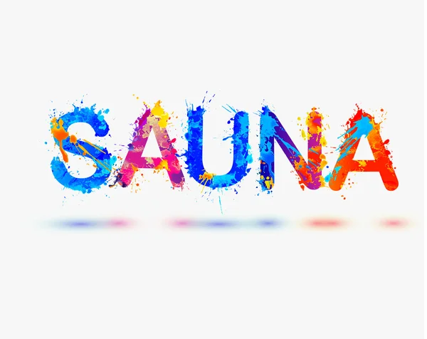 Sauna. Mot allemand. Peinture éclaboussante — Image vectorielle