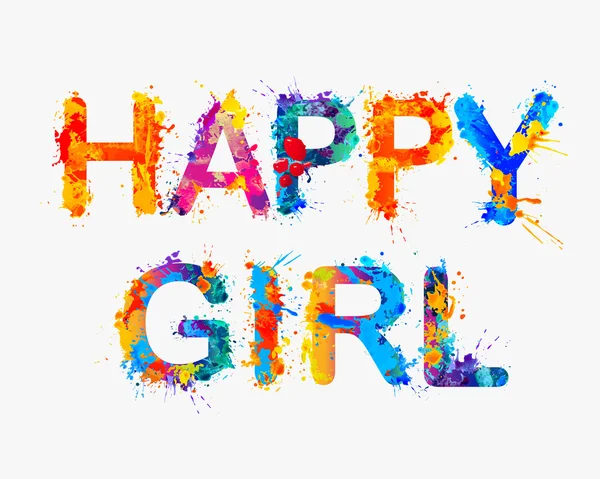Happy girl. Vector inscription — Stock Vector