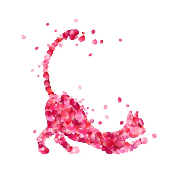 Γάτα του ροζ ροδοπέταλα — Διανυσματικό Αρχείο