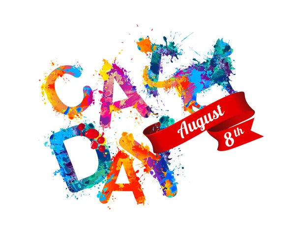 Ημέρα γάτα. Αύγουστος 8 Ενοικιαζόμενα — Διανυσματικό Αρχείο