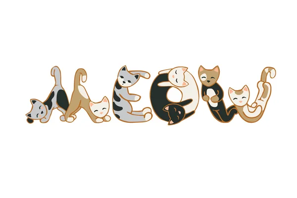 Palabra MEOW de gatos — Vector de stock
