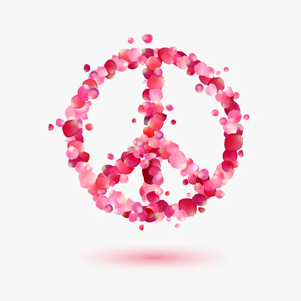 Symbool van de vrede van roze bloemblaadjes — Stockvector