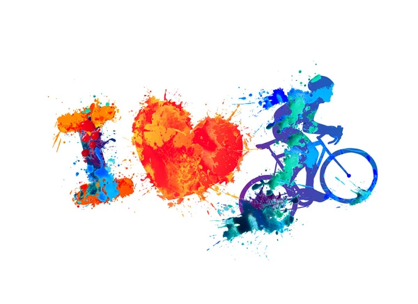 我喜欢骑自行车。泼油漆标志 — 图库矢量图片